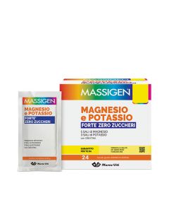 Magnesio e Potassio Forte Zero zuccheri 24 Buste | Integratore per lo sport | MASSIGEN